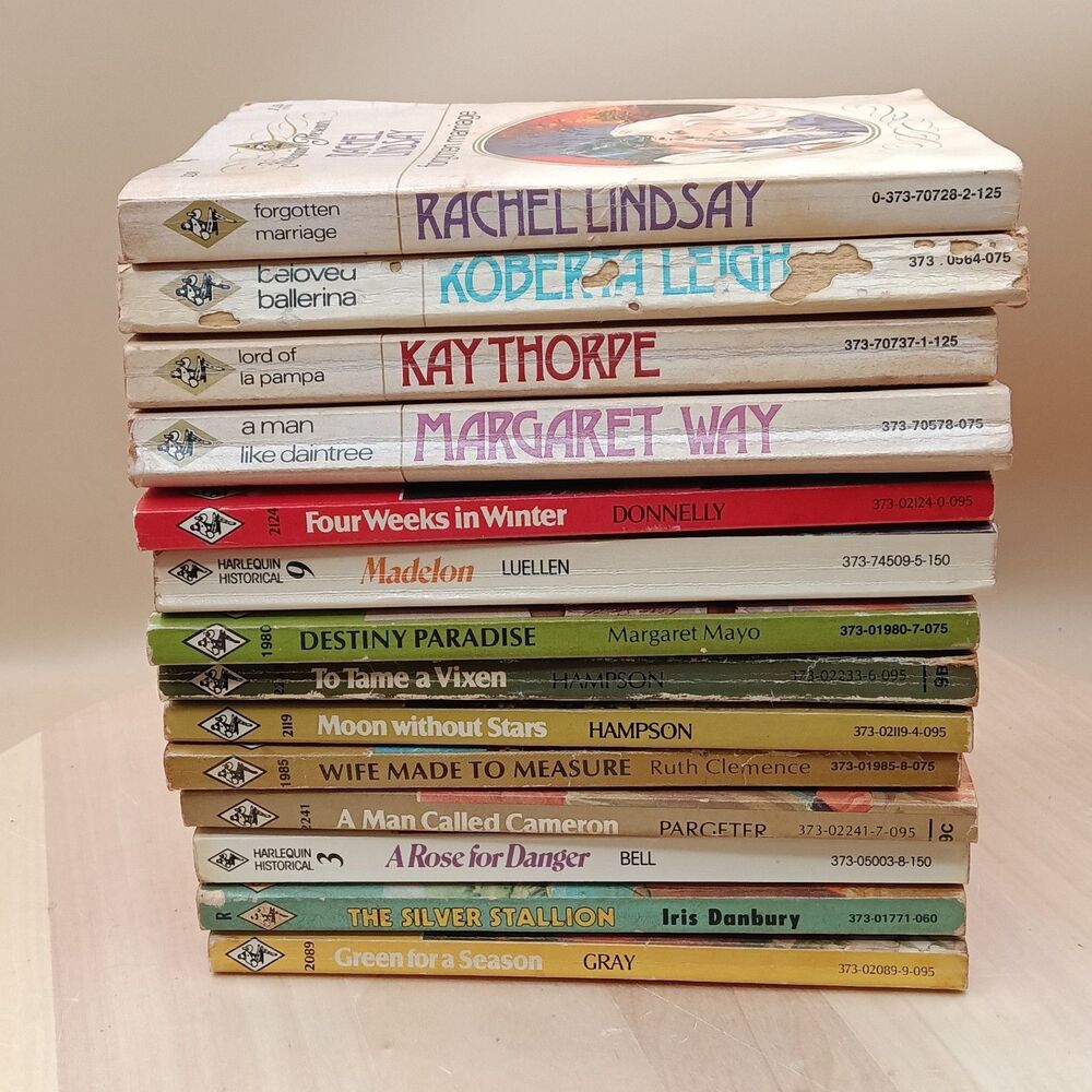 Lot of 14 Vintage Harlequin Romance Books 1970's Red Page Edges